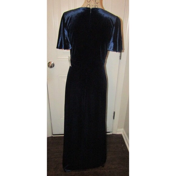 S.L. Fashions NWT Long Flutter Sleeve V Neck Dress Beaded Waist Womens Size 8 - Picture 6 of 10